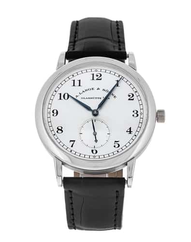 A. Lange and Sohne 1815 Silver Arabic Dial Leather Strap